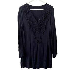 Cream sammie tunic dark navy blue long sleeved v-neck comfortable dress